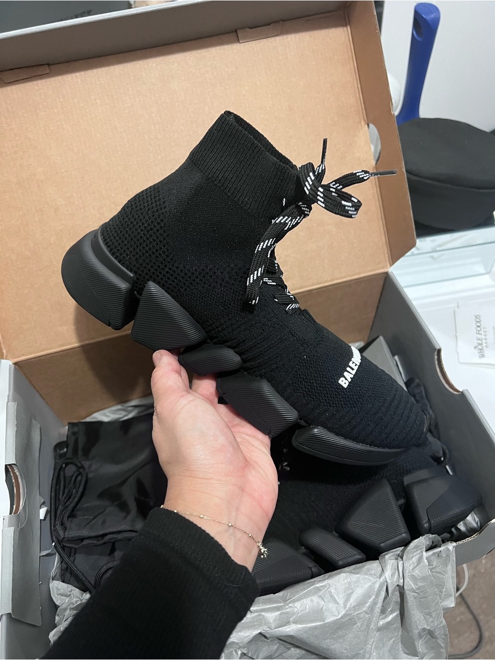 Balenciaga SPEED 2.0 LACE UP RECY.K/S.MON NEW RECYCLED KNIT/SOLE MONOC. BLACK - Picture 3 of 7